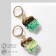 Earrings "Stones" gradient, color blue-green in gold