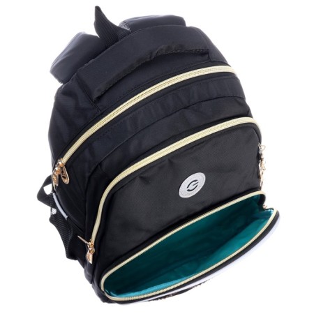 School backpack, 40 x 27 x 20 cm, Grizzly, ergonomic back, laptop department, black-10