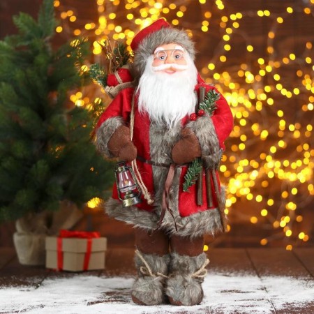 Santa Claus "in a red fur coat with twigs" 45 cm