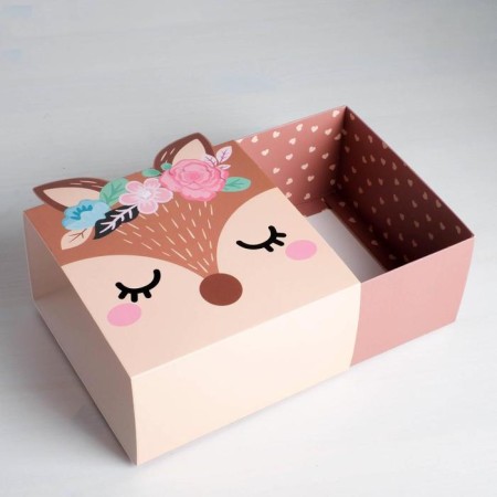 Gift folding box, packaging, Olenenok, 15 x 15 x 8 cm-4