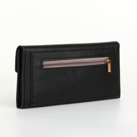 Women's wallet on the button, black color-1