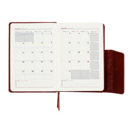 Dated 2025 diary, A5, 176 sheets of Escalada, a solid cover made of artificial leather, pancake embossing, lies, cream block 70 g/m2, brown-12