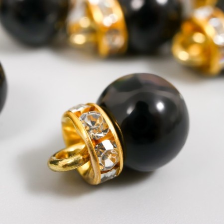 Decor for creativity plastic "Black ball with a loop" set 10 pcs 1x1x1 cm