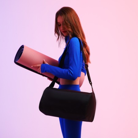 Sports classic bag, 40x21x19 cm, lightning department, black color-6