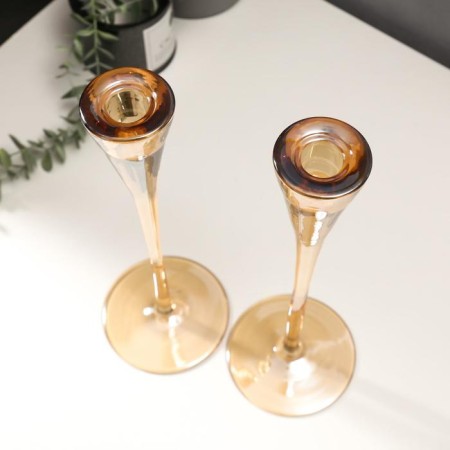 Glass "narrow glass" golden caramel set 28.5x10.5x10.5 cm-2