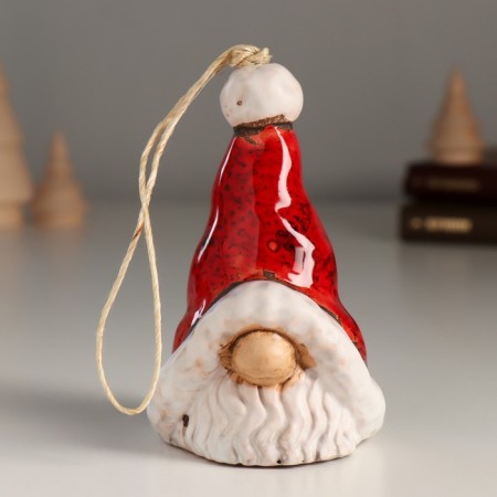 Ceramics bell "Grandfather Frost in a large cap" 6.5x6.5x10.5 cm