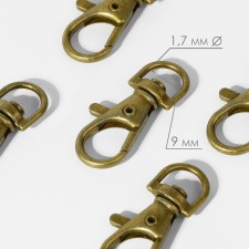 Metal carbine, 37 × 12 mm / 9 × 1.7 mm, 10 pcs, bronze color