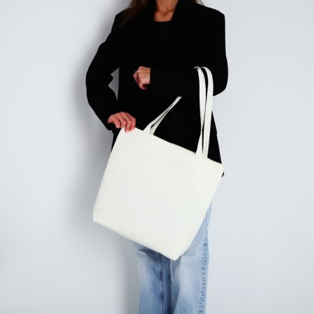 Women Bologna Shoper, 40x35x7cm, white-7