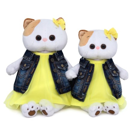 Soft toy "Lee-Lee in jeans vest and yellow dress", 27 cm-7