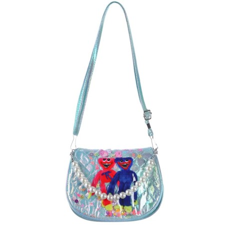 Children's bag on the valve, 6x12x16 cm, adjustable belt, blue mix-1