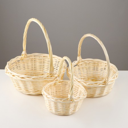 A set of baskets, 3 pcs, 31 × 12 × 32 cm, 27 × 10 × 26 cm, 22 × 8 × 21 cm, willow
