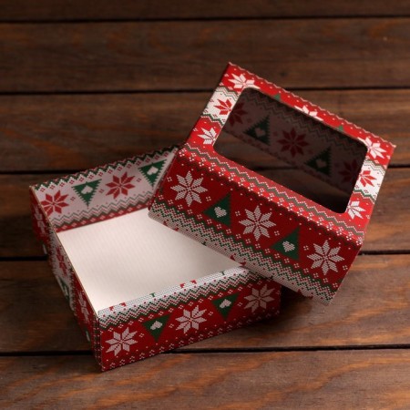 Gift box, cover is, "New Year's print", 14.5 x 14.5 x 6 cm-3