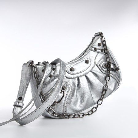 Bag Women's Cross Bodi, on a zipper, silver color-1