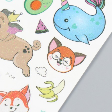 Tattoo on the body color "Funny animals" sequins 12x7.5 cm-2