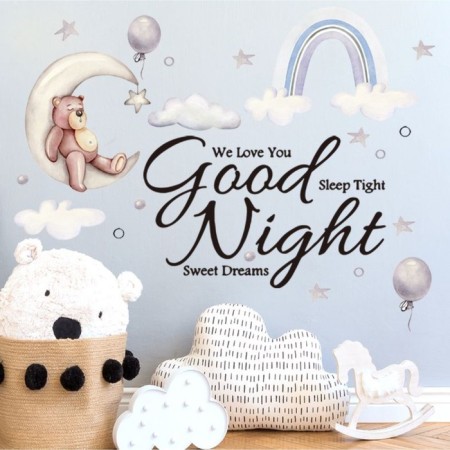 Sticker Plastic Interior Color "Sleeping Bear for a month" 25x70 cm set 2 sheets