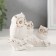 Souvenir Ceramics "Three White Filin on the Crap" with gold, rhinestones 3.8x11x8.5 cm