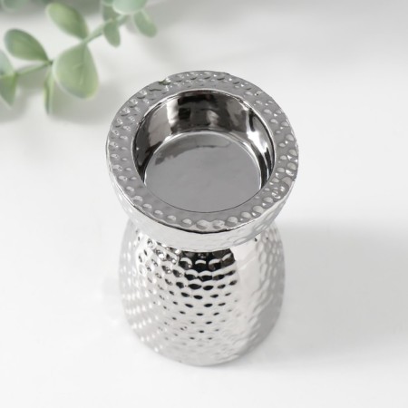 Ceramics candlestick per 1 candle "Illusion" d = 4 cm silver 6.5x6.5x10 cm-2