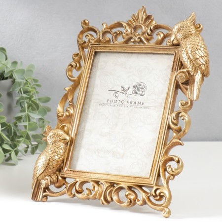 Photo frame Polystone 13x18 cm "Parrots" Ogent gold 28.5x23 cm-1