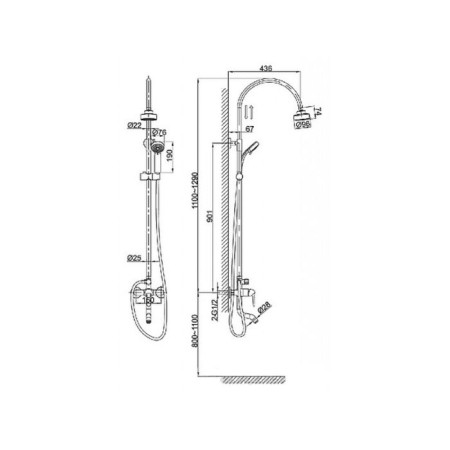 Shower system D&K DA1343701C11, chrome-2
