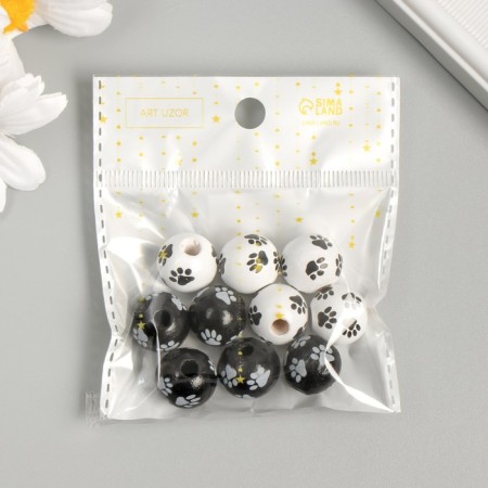 Beads wood for creativity "paws" d = 1.6 cm set 10 pcs-2