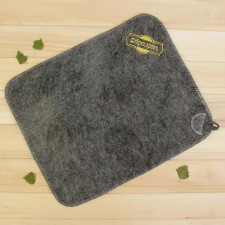 Bath and sauna rug, gray with gold embroidery 