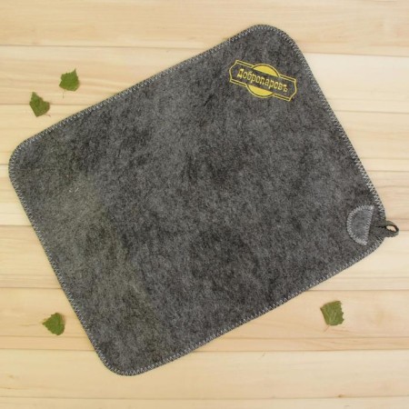 Bath and sauna rug, gray with gold embroidery "Dobroparov"