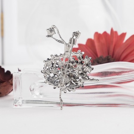 Brooch "Ballerina" Femininity, black and white color in silver-2