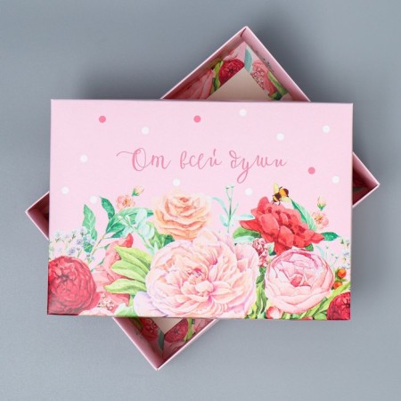 Gift folding box, packaging, "flowers", 21 x 15 x 7 cm-2