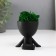 Kashpo concrete mini "Mr. Green on Chile" with moss black 6.5x6x6.5 cm (moss green stabiliz)