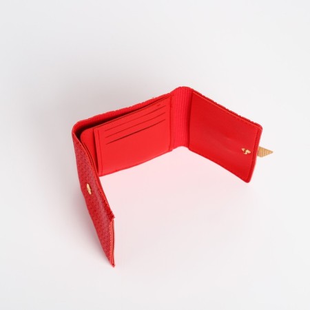 Women's wallet on the button, red color-2