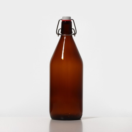 A bottle of boogle with a cork "Brown", 1000 ml, type 2, packaging 12 pcs