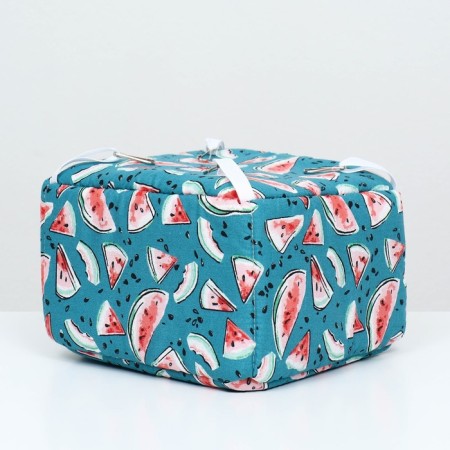 House "rectangle" for rodents 19*19*12 cm, calico, fleece, foam rubber, watermelon-1