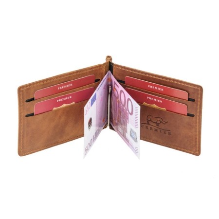 Portmone with a clamp m-59, without fastening, brown, pool-up-1