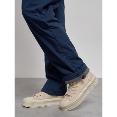 Warmed female trousers, size 50, dark blue color-12