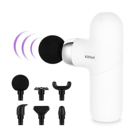Percussion massage KitFort KT-2966-2, 40 W, work 2-5 hours, charge 3-5 hours, cord 1 m, white