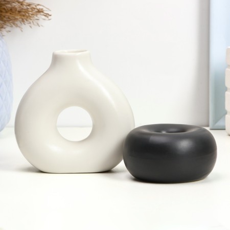Set of candlesticks "Meland and Edward" White and Black, 2pcs/5x10cm/4x7cm-1