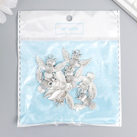 Decor for creativity Metal "Filin in flight" silver set 8 pcs 2.3x3 cm-2