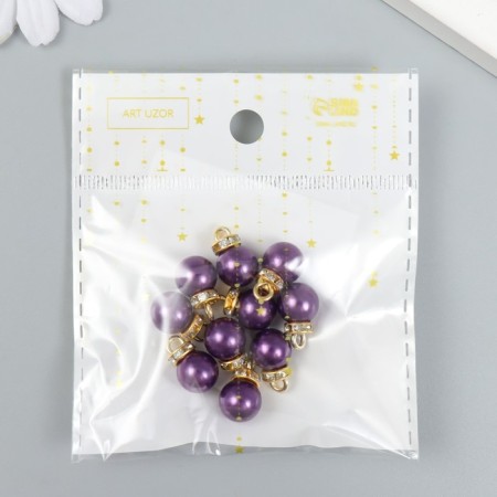 Decor for creativity plastic "Violet pearl with loop" set 10 pcs 1x1.2 cm-4