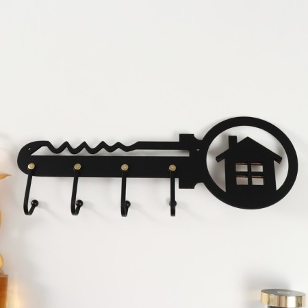 Decorative tree hooks "Key to home" Black, Mirror 4.5x40.5x14.5 cm-3