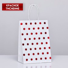 Crafts with red embossing, round handle, white, 15 x 21 x 8 cm, 120 g