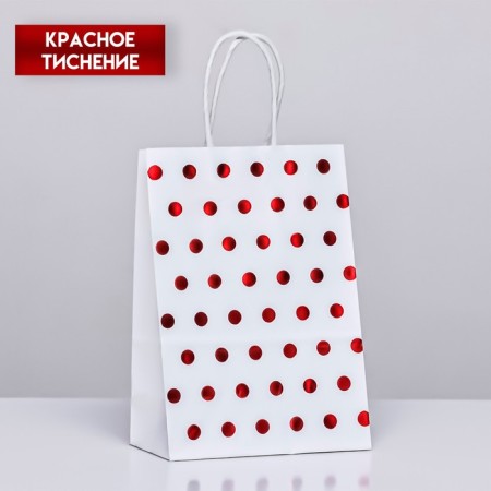 Crafts with red embossing, round handle, white, 15 x 21 x 8 cm, 120 g