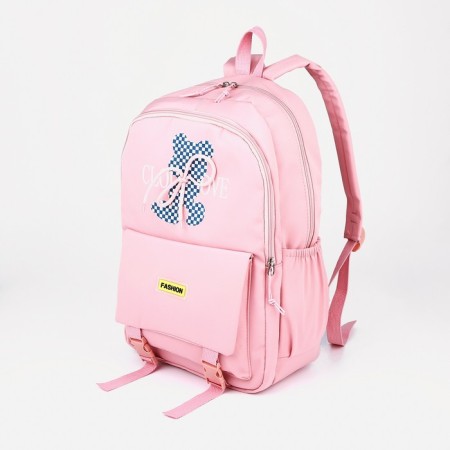 School backpack of textiles on lightning, 3 pockets, pink color-2