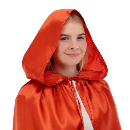 Carnival cloak, satin, terracotta color, length 85 cm-1