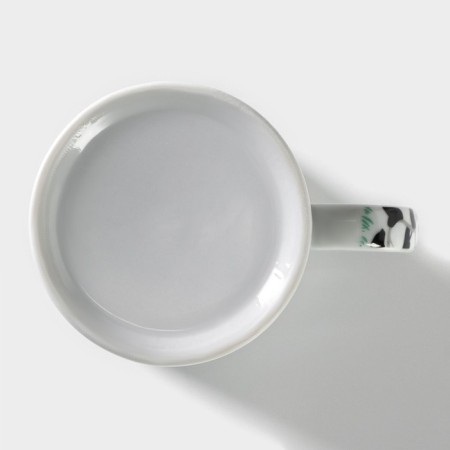 Ceramic mug with a panda lid and sieve, 300 ml, white color-6