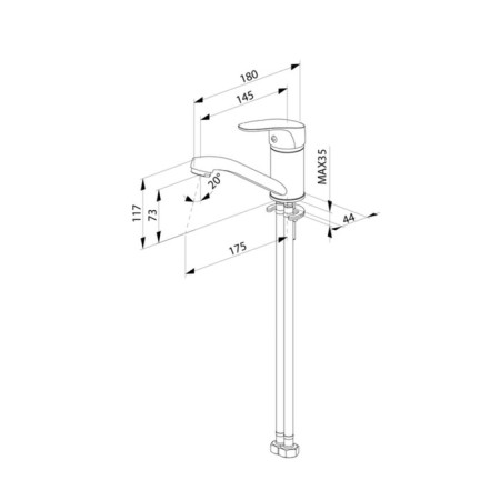 MILARDO SIMP SIMSBR0M01 shell mixer, single -legged, low spout 145 mm, chrome-2