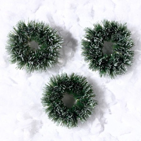 Decor "New Year's Wreath", set of 3 pcs., Size 1 pc. -3 cm, dark green color-1