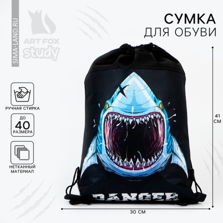 Danger shoe bag, non -packed canvas, size 30 x 40 cm