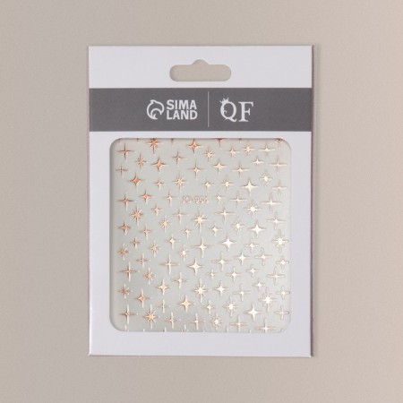 Nail stickers "Zvezda", voluminous, metallized, pink-golden color-3