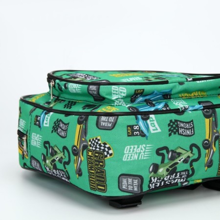 Baby backpack on lightning, external pocket, green color-2