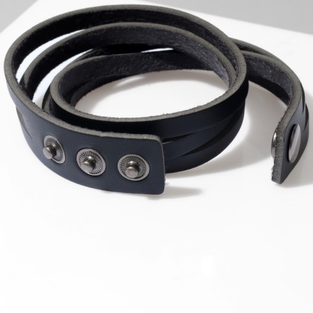 Unisex Bracelet "Carved", black color with black silver, 44 cm-2